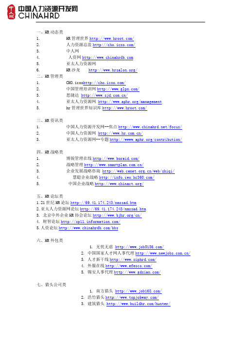 人资必备网址大全