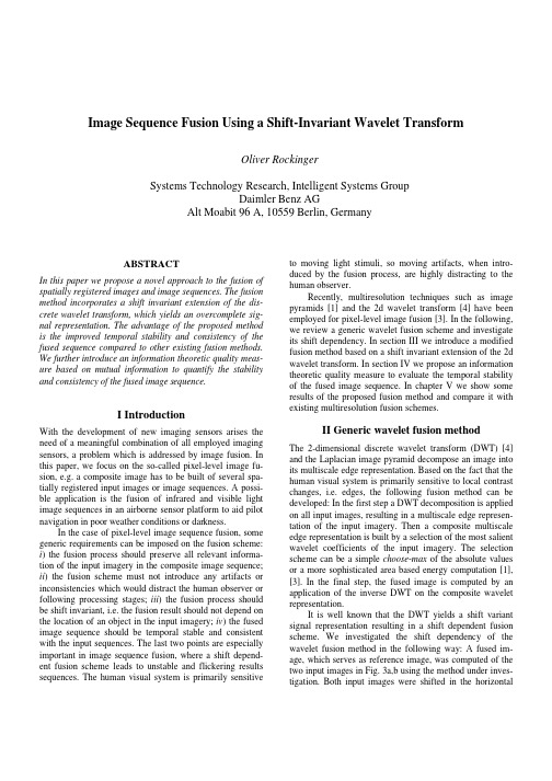 Image sequence fusion using a shift invariant wavelet transform