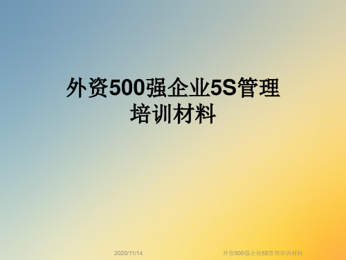 外资500强企业5S管理培训材料