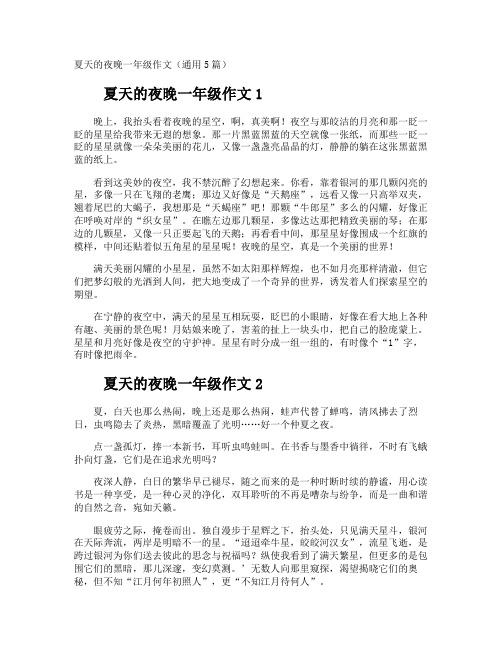 夏天的夜晚一年级作文