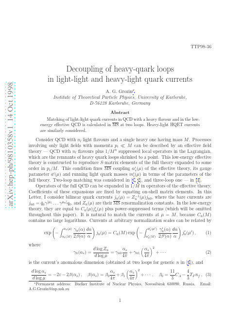 Decoupling of heavy-quark loops in light-light and heavy-light quark currents
