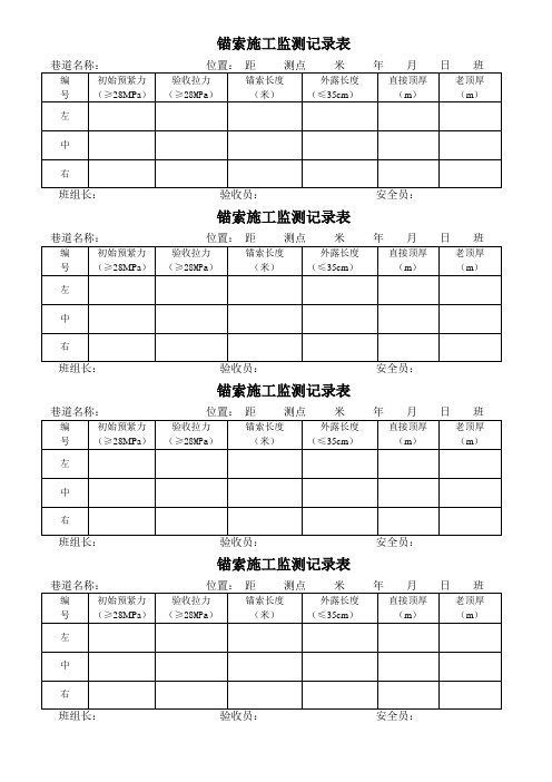 锚索施工检测记录表