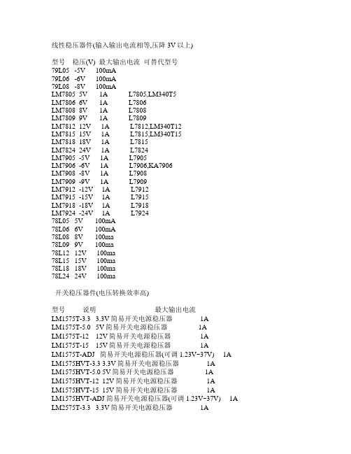 线性稳压器件(输入输出电流相等