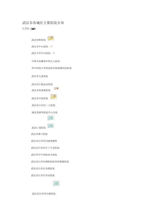 武汉主要医院分布