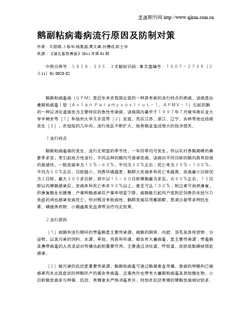 鹅副粘病毒病流行原因及防制对策