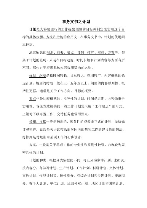 事务文书之计划
