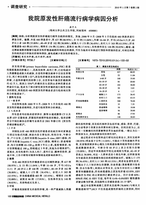 我院原发性肝癌流行病学病因分析