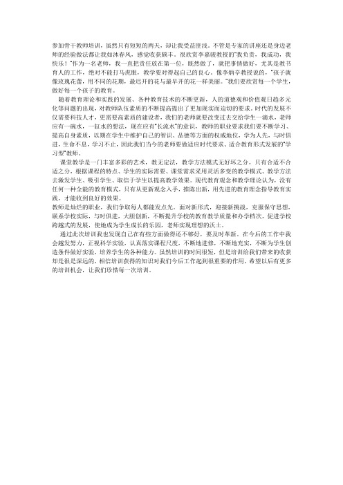 骨干教师培训心得