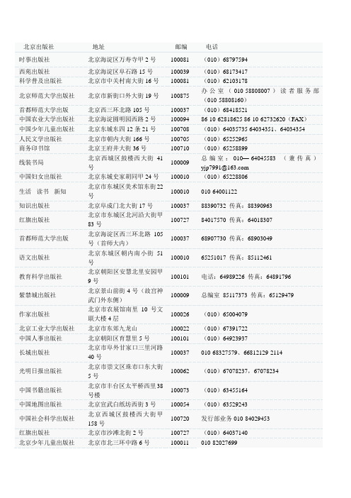 出版社联系方式