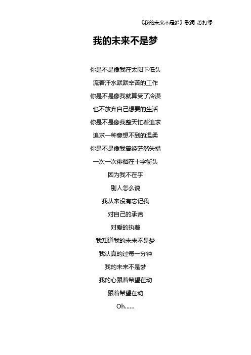 《我的未来不是梦》歌词 苏打绿