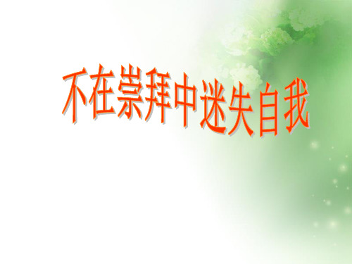 不在崇拜中迷失自我ppt优秀课件