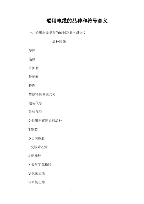 船用电缆的品种和符号意义