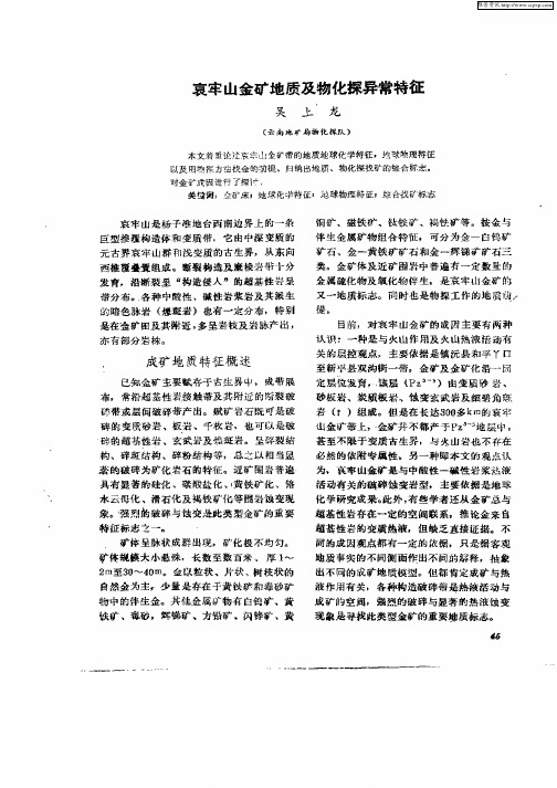 哀牢山金矿地质及物化探异常特征
