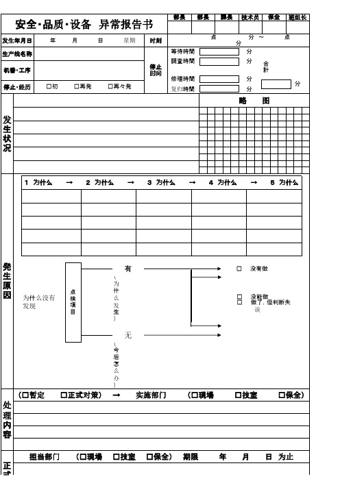 丰田5个为什么,异常处置表