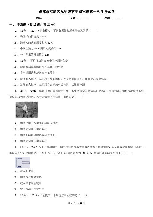 成都市双流区九年级下学期物理第一次月考试卷