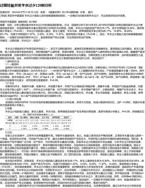 过期妊娠并发羊水过少120例分析