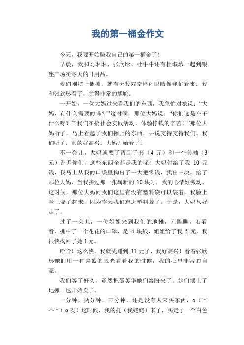我的第一桶金 初中生作文