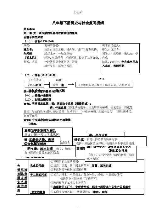 八年级下册人教版历史与社会复习提纲