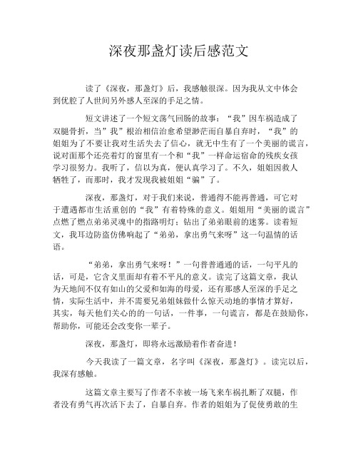 深夜那盏灯读后感范文