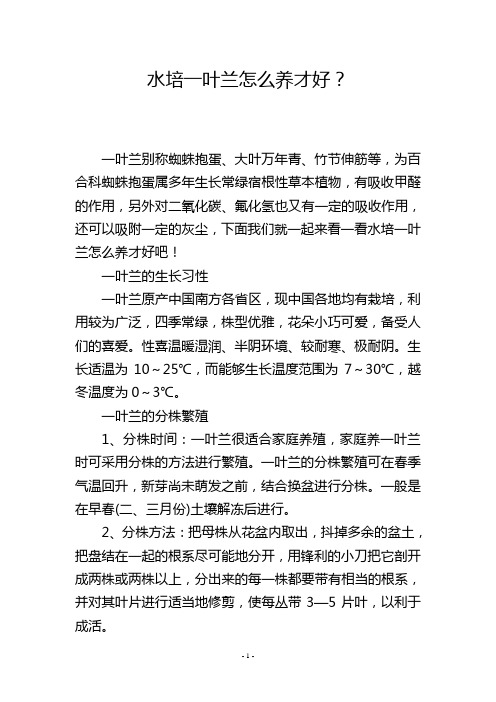 水培一叶兰怎么养才好？