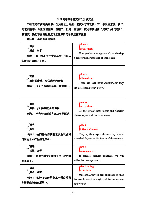 2020高考英语作文高级词汇替换(完整版)