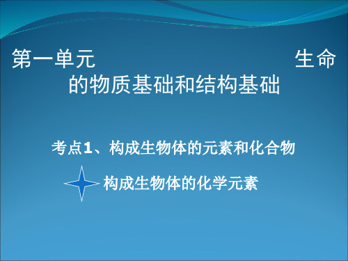 高考生物专题复习元素和化合物的专题复习2.ppt