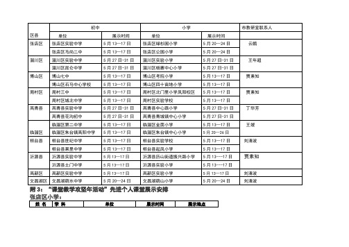 附2：“课堂教学攻坚年活动”先进学校课堂教学展示安排