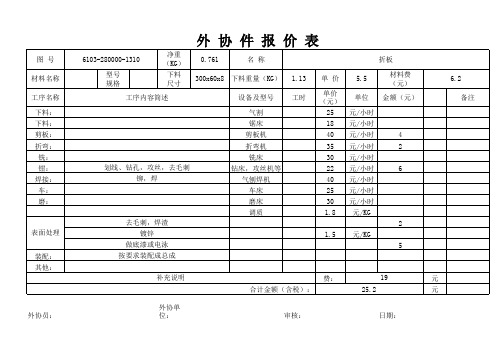 折板-报价表