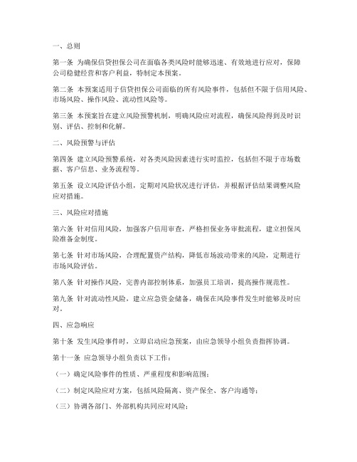 信贷担保公司风险应急预案