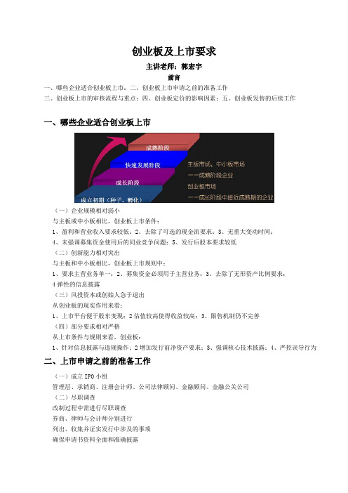 创业板及上市要求