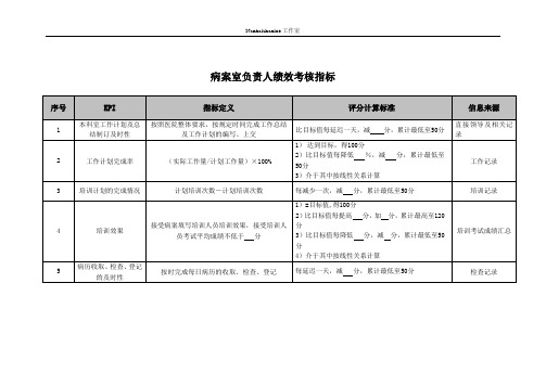 病案室负责人绩效考核标准