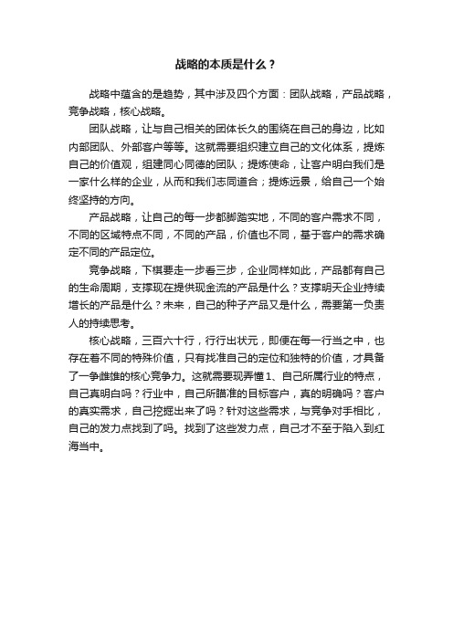 战略的本质是什么？