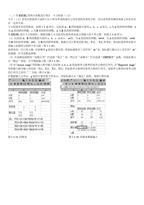 excel数据表计算卡方检验的p值