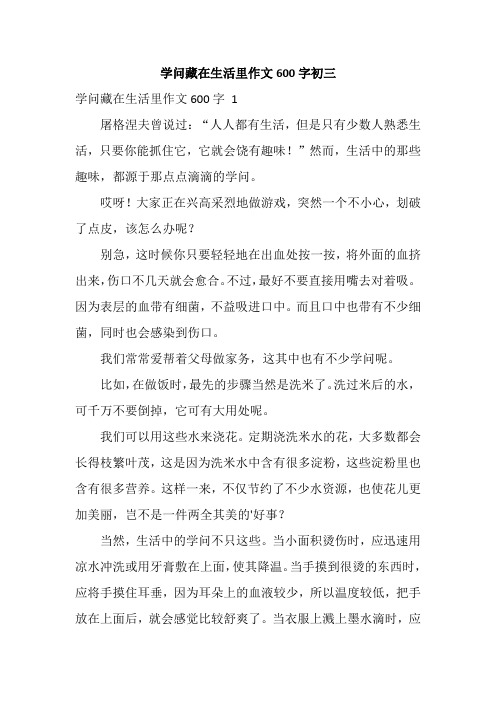 学问藏在生活里作文600字初三