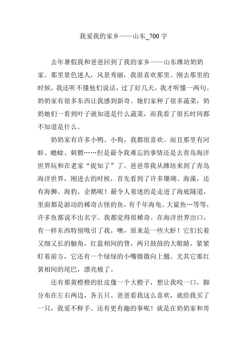 我爱我的家乡——山东【作文案例】700字