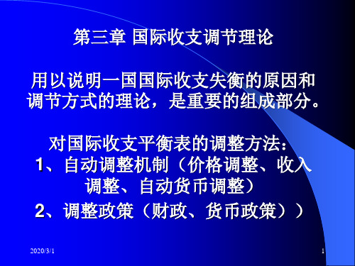 川大国际经济学教案 第三章 国际收支调节理论