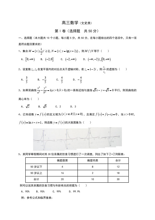 2015潍坊一模潍坊市高三下学期三月一模考试数学文试题含答案