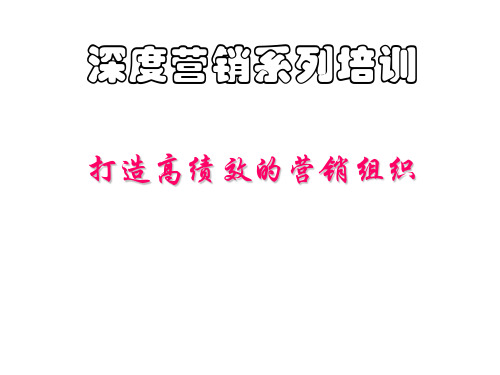 珠宝企业如何打造高绩效的营销组织PPT课件