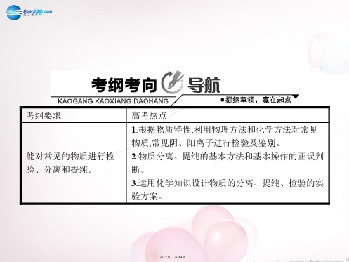 高考化学一轮复习 10.2 物质的检验、分离和提纯讲解课件 鲁科版
