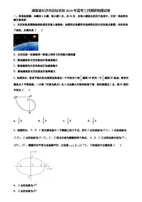 湖南省长沙市达标名校2019年高考三月调研物理试卷含解析