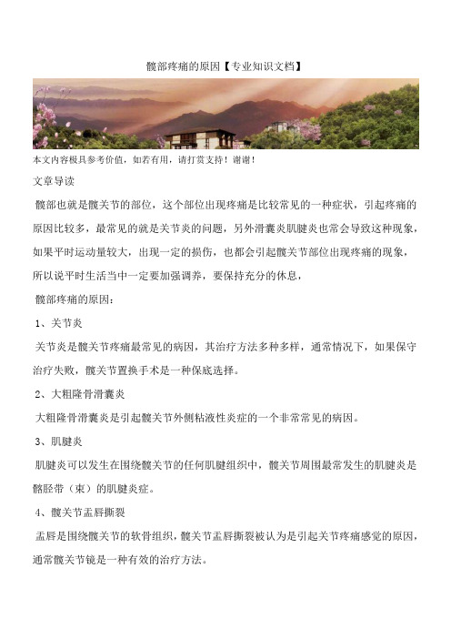 髋部疼痛的原因【专业知识文档】