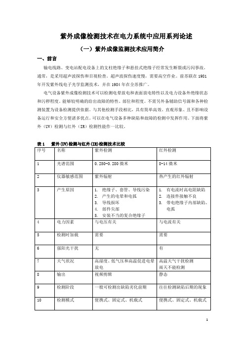 紫外监测技术在电力系统中应用系列论述