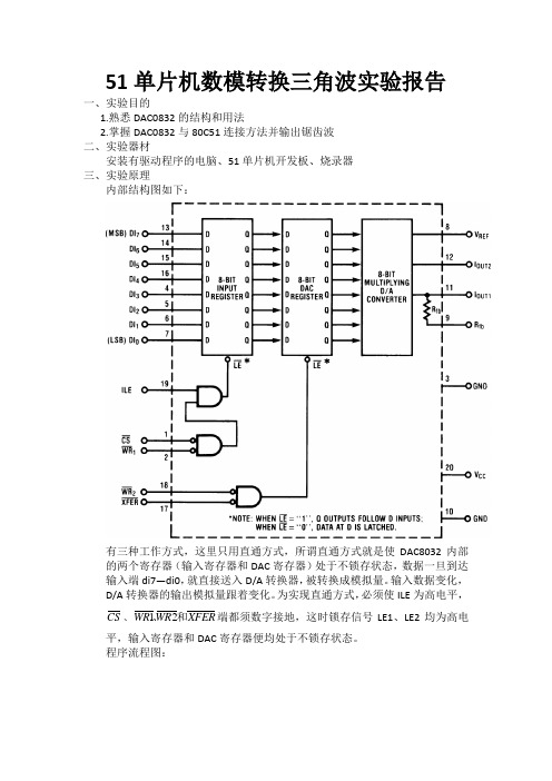 51单片机数模转换实验报告