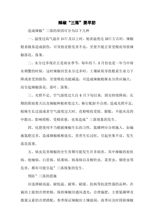 辣椒“三落”要早防