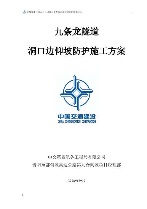 【VIP专享】九条龙隧道边仰坡支护施工方案