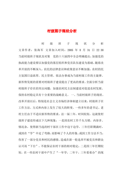 2019年整理--村级班子现状分析