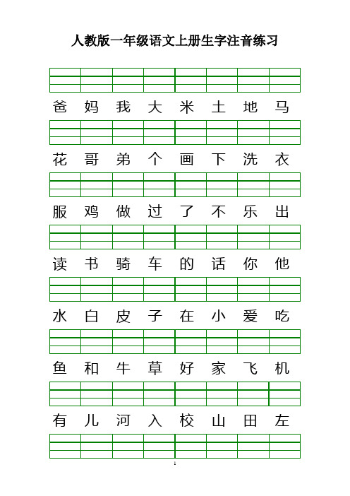 人教版一年级语文上册生字注音练习