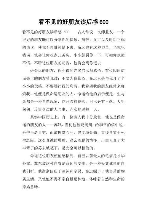 看不见的好朋友读后感600
