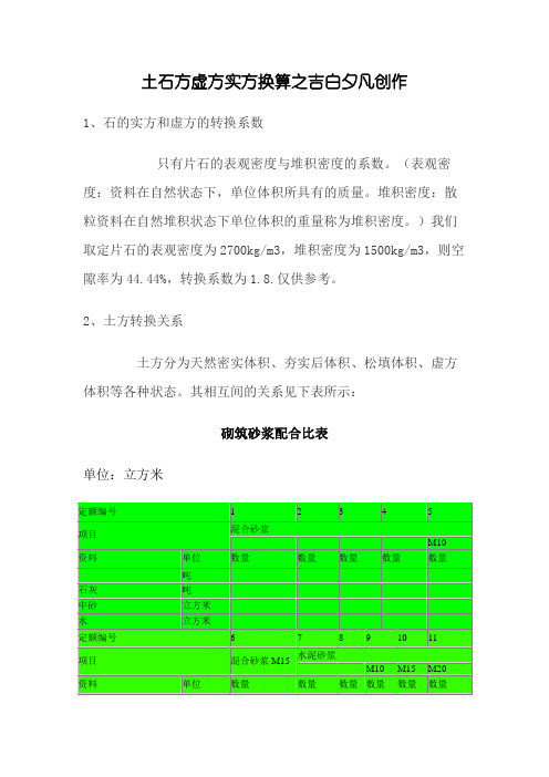 土石方虚方实方换算