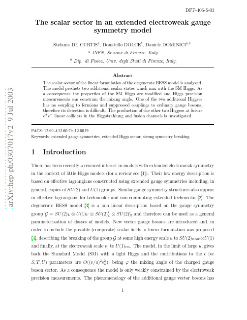 The scalar sector in an extended electroweak gauge symmetry model